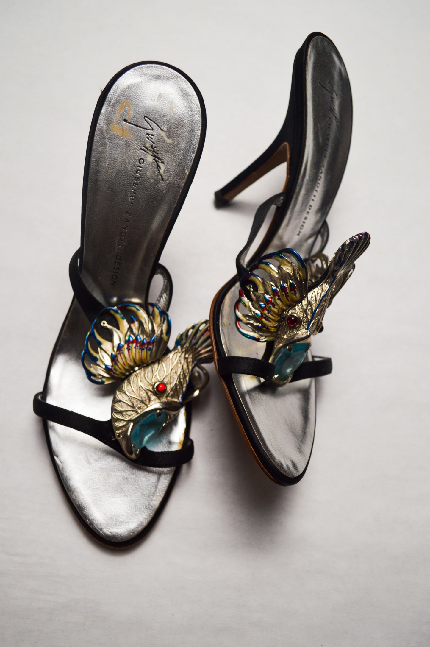 Giuseppe Zanotti Iconic Silver Fish Sandal Heels