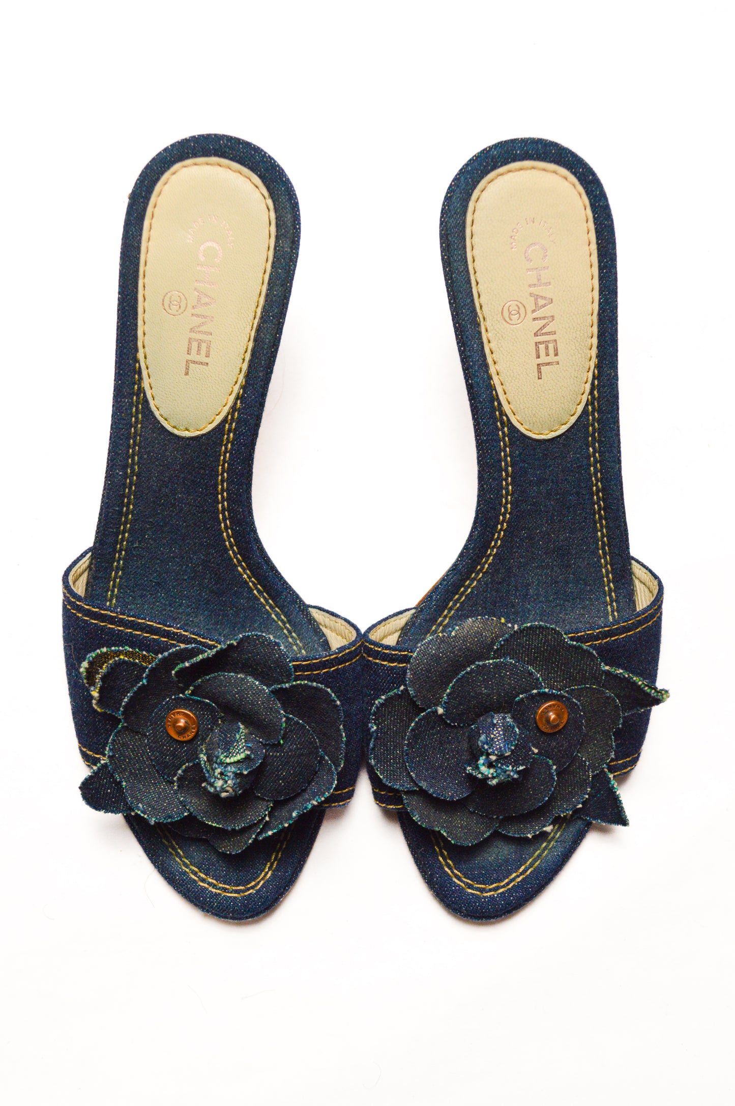 Chanel Camellia Denim Mules SS’ 00