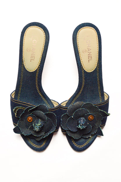 Chanel Camellia Denim Mules SS’ 00