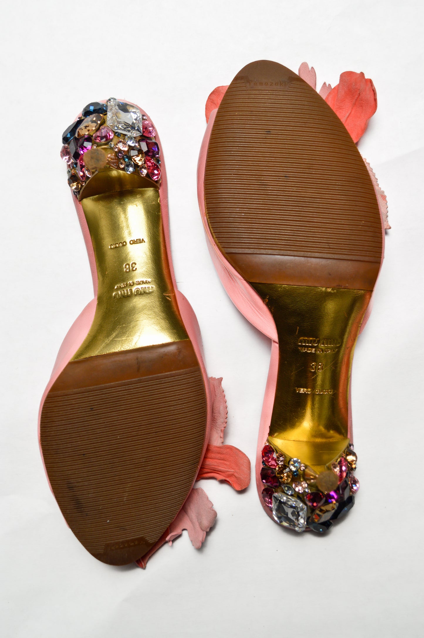 Pink Miu Miu Flower Mules with Bejeweled Heels