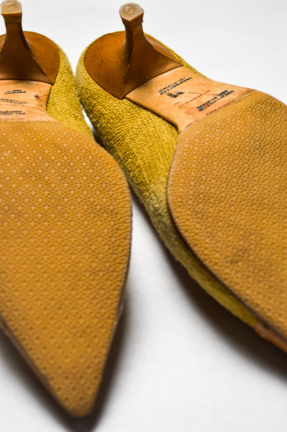 Prada Women's Yellow and Gold Mules