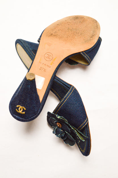 Chanel Camellia Denim Mules SS’ 00