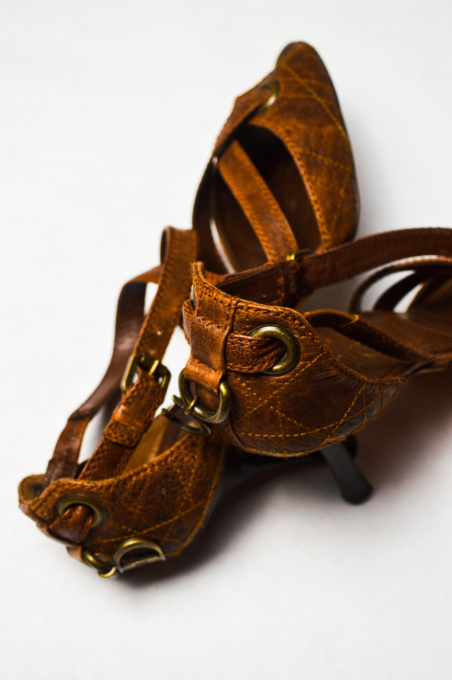 Brown Christian Dior Quilted Leather D'Orsay Pumps With Hanging Letters