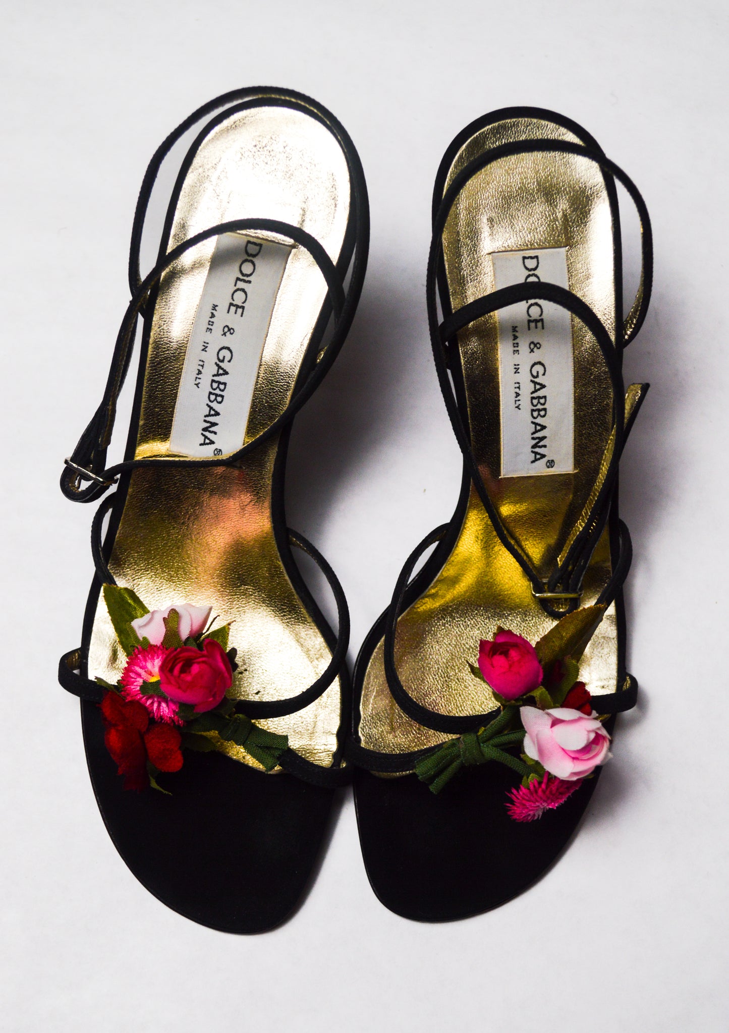 Vintage Dolce & Gabbana Flower Bouquet Strappy Heels Sandals