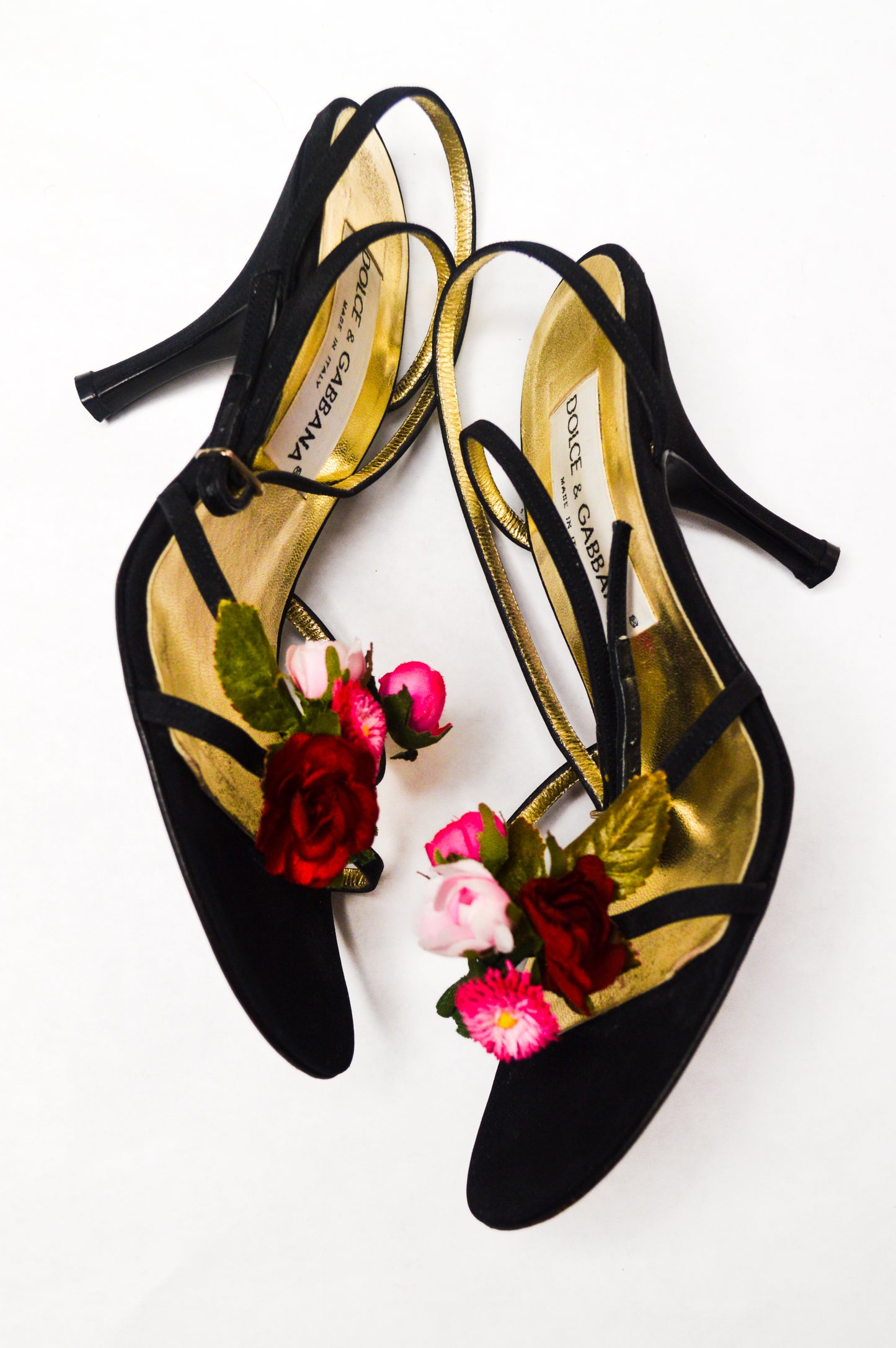 Vintage Dolce & Gabbana Flower Bouquet Strappy Heels Sandals
