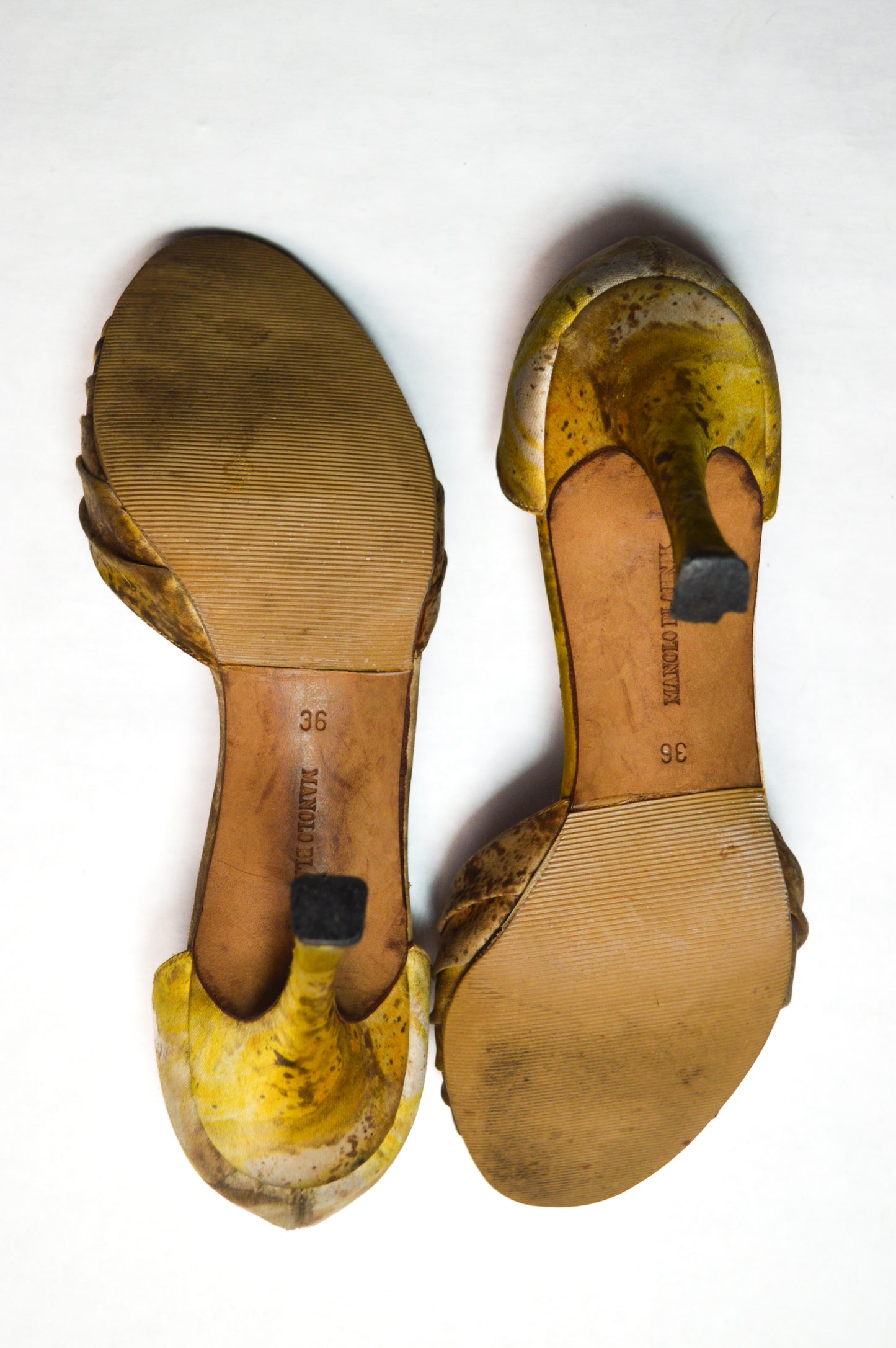 Gold Spotted Manolo Blahnik With Crystal Embellished Heels