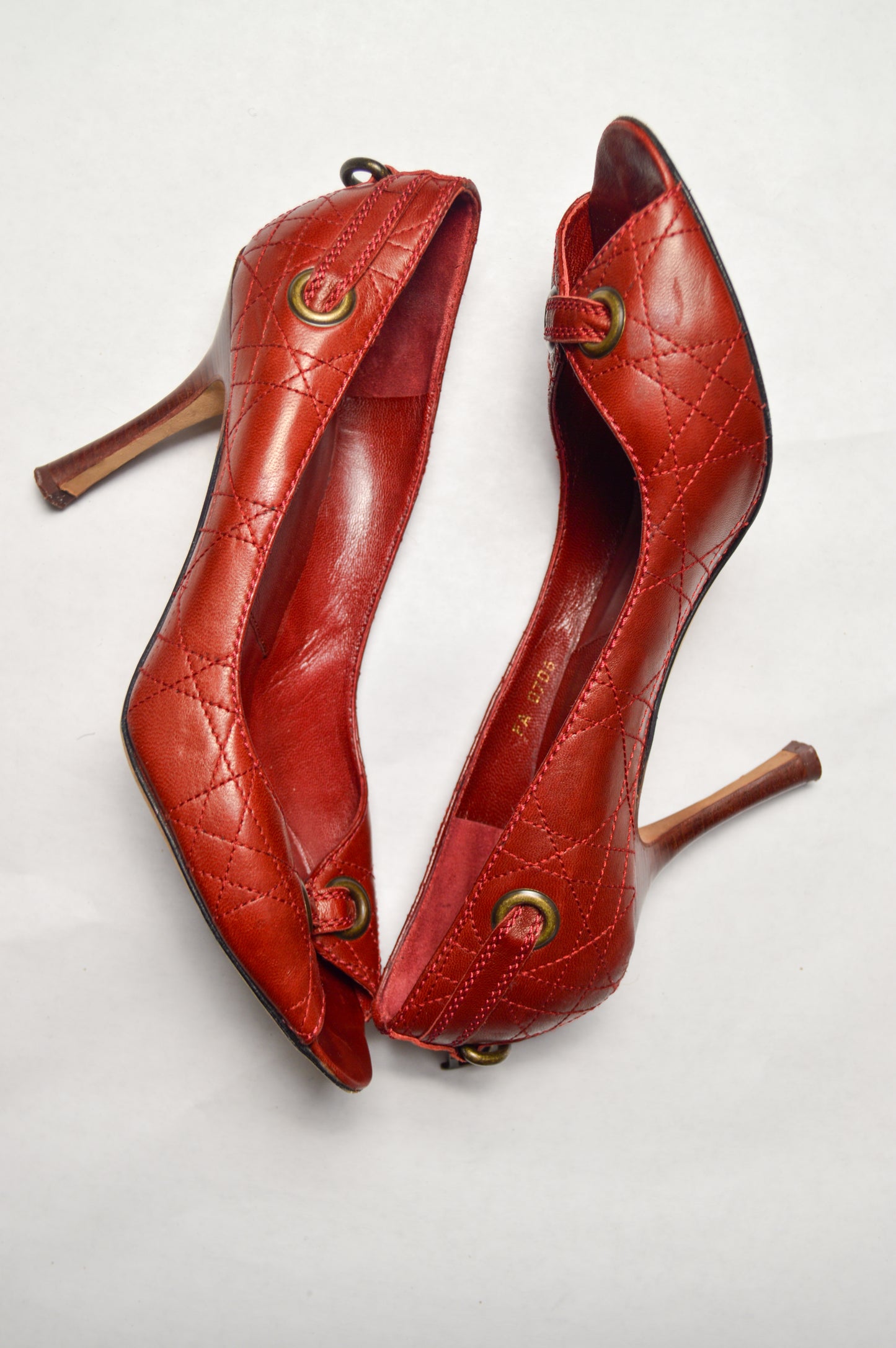 Cherry Red Christian Dior Leather Pumps