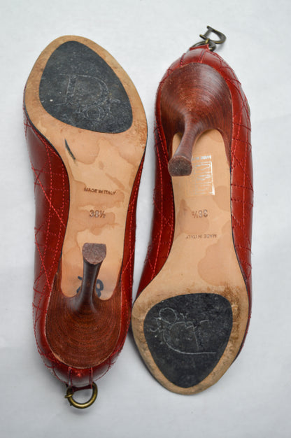 Cherry Red Christian Dior Leather Pumps