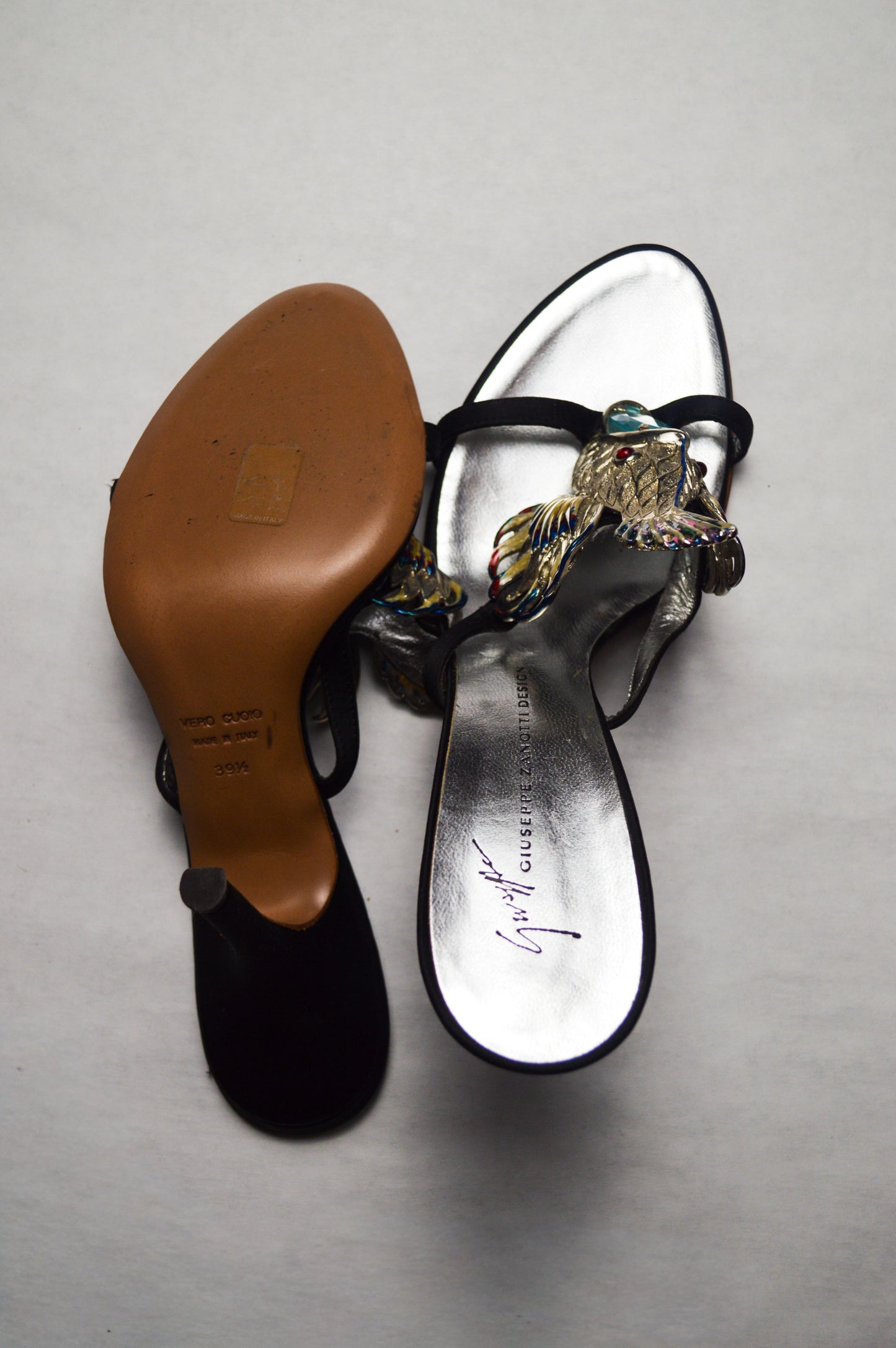 Giuseppe Zanotti Iconic Silver Fish Sandal Heels