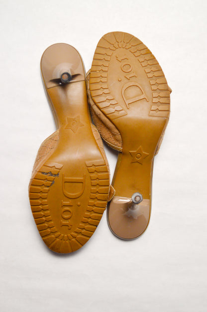 Christian Dior Rasta Cannage Canvas & Leather Buckle Mule S/S 2004