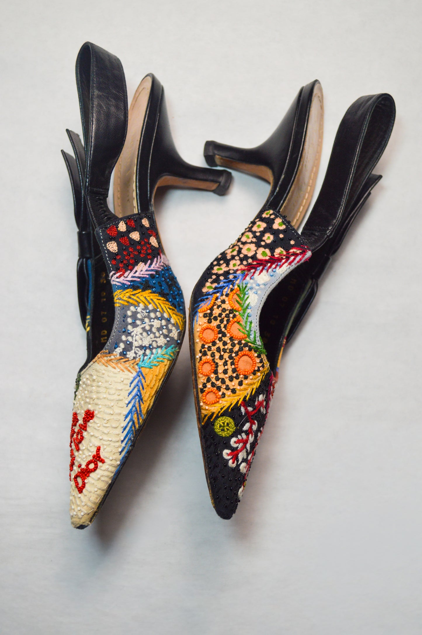 Christian Dior “Love and Peace” Patchwork Slingback Mules F/W 2018