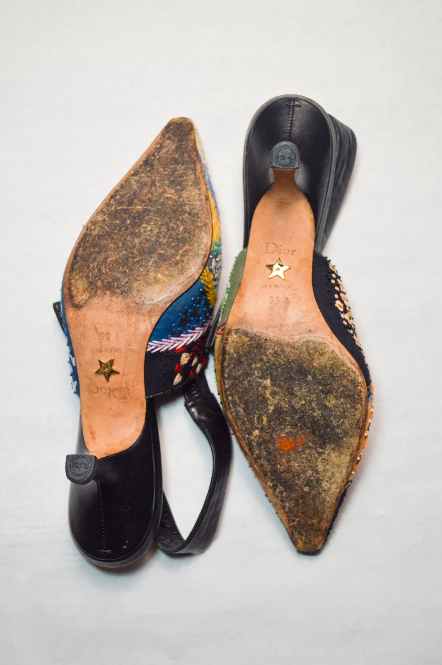 Christian Dior “Love and Peace” Patchwork Slingback Mules F/W 2018