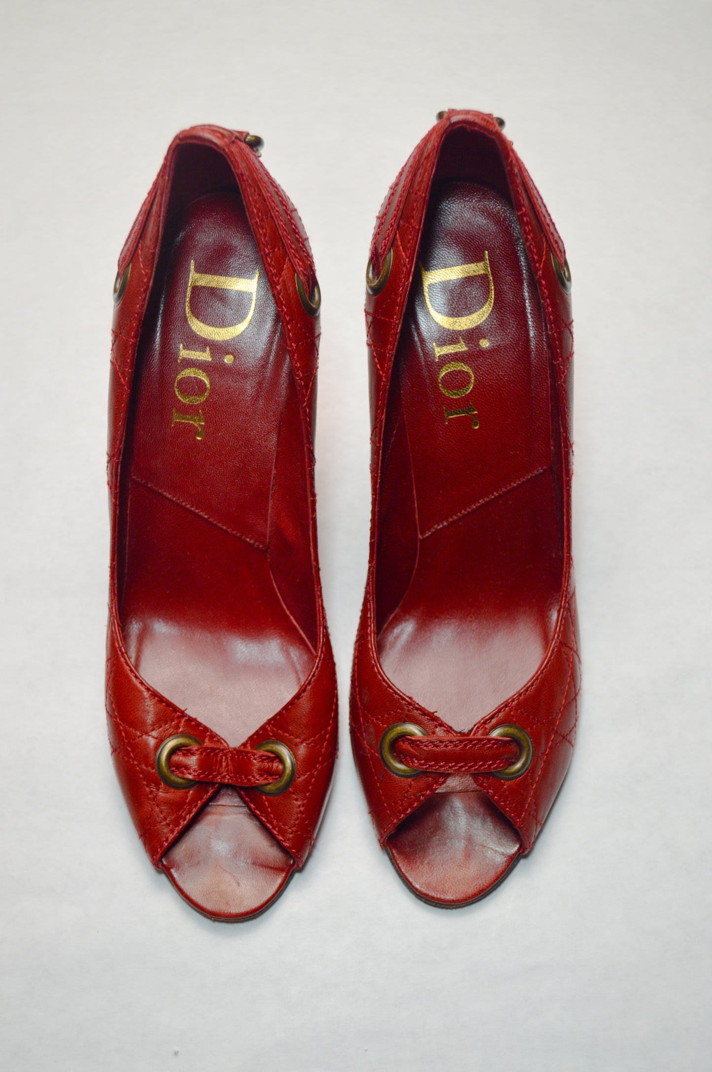 Cherry Red Christian Dior Leather Pumps