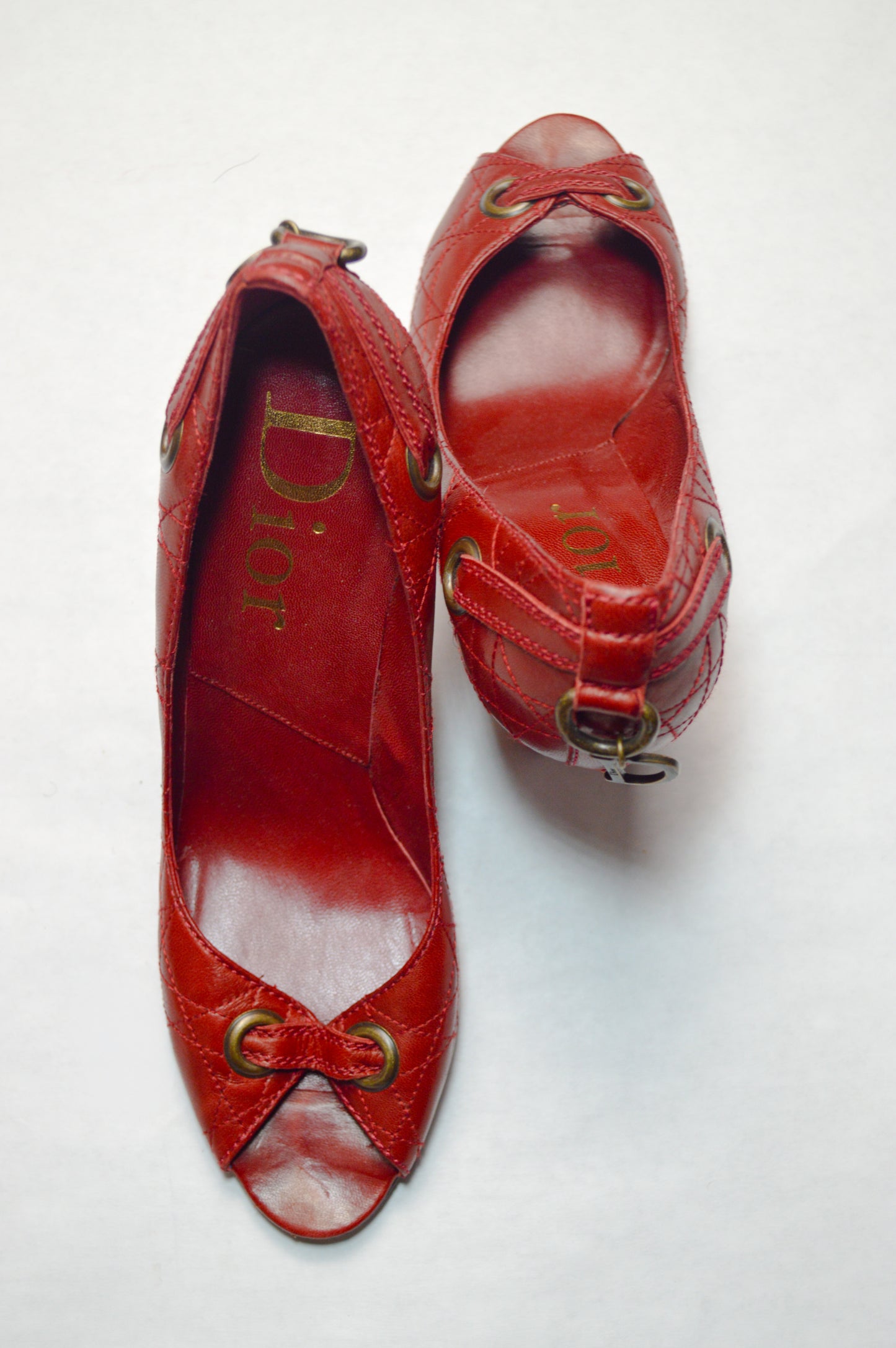 Cherry Red Christian Dior Leather Pumps