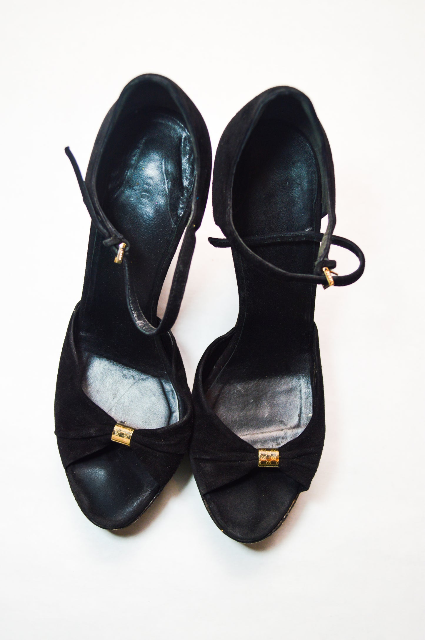 Gucci by Tom Ford Cork Wedge Black Suede Heels