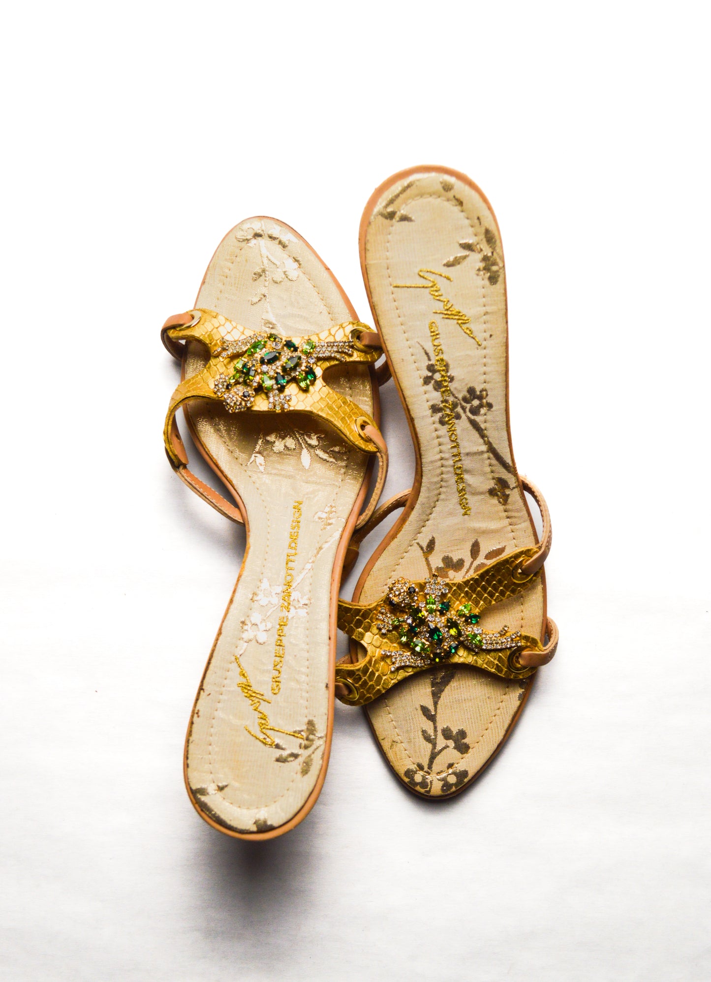 Giuseppe Zanotti Gold Bejeweled Turtle Mule Heels